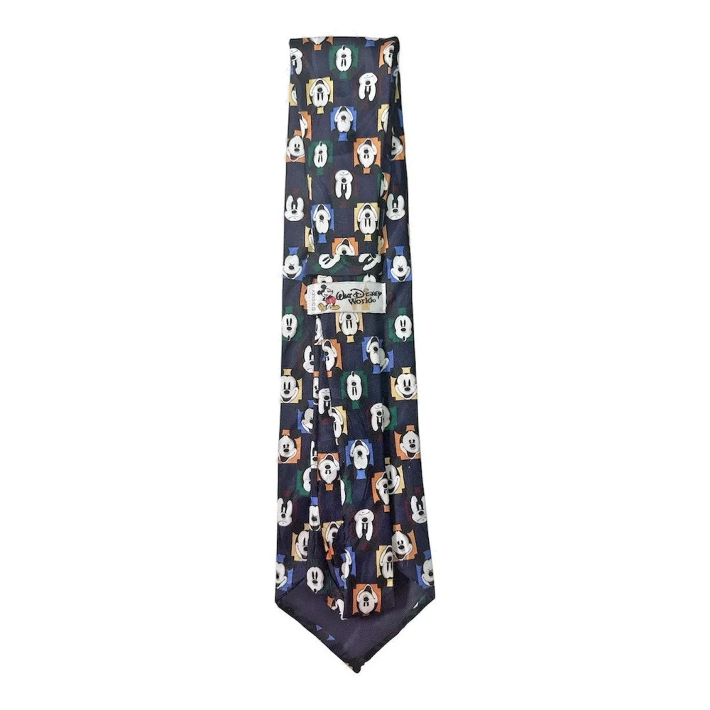 Disney Mickey Mouse Faces Silk‎ Tie Navy Handmade Korea